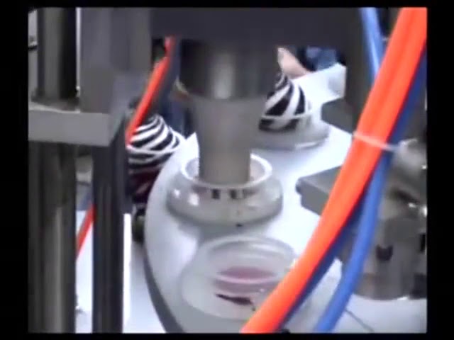 Félautomata Mini rotációs fagylaltkupa kitöltése és tömítése